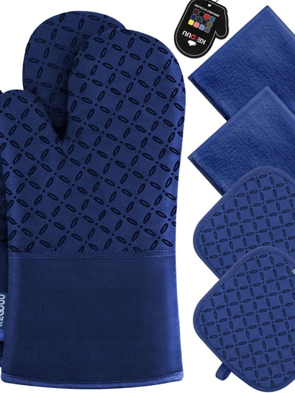 Oven Mitts and Pot Holders 6pcs Set, Kitchen Oven Glove High Heat Resistant 500